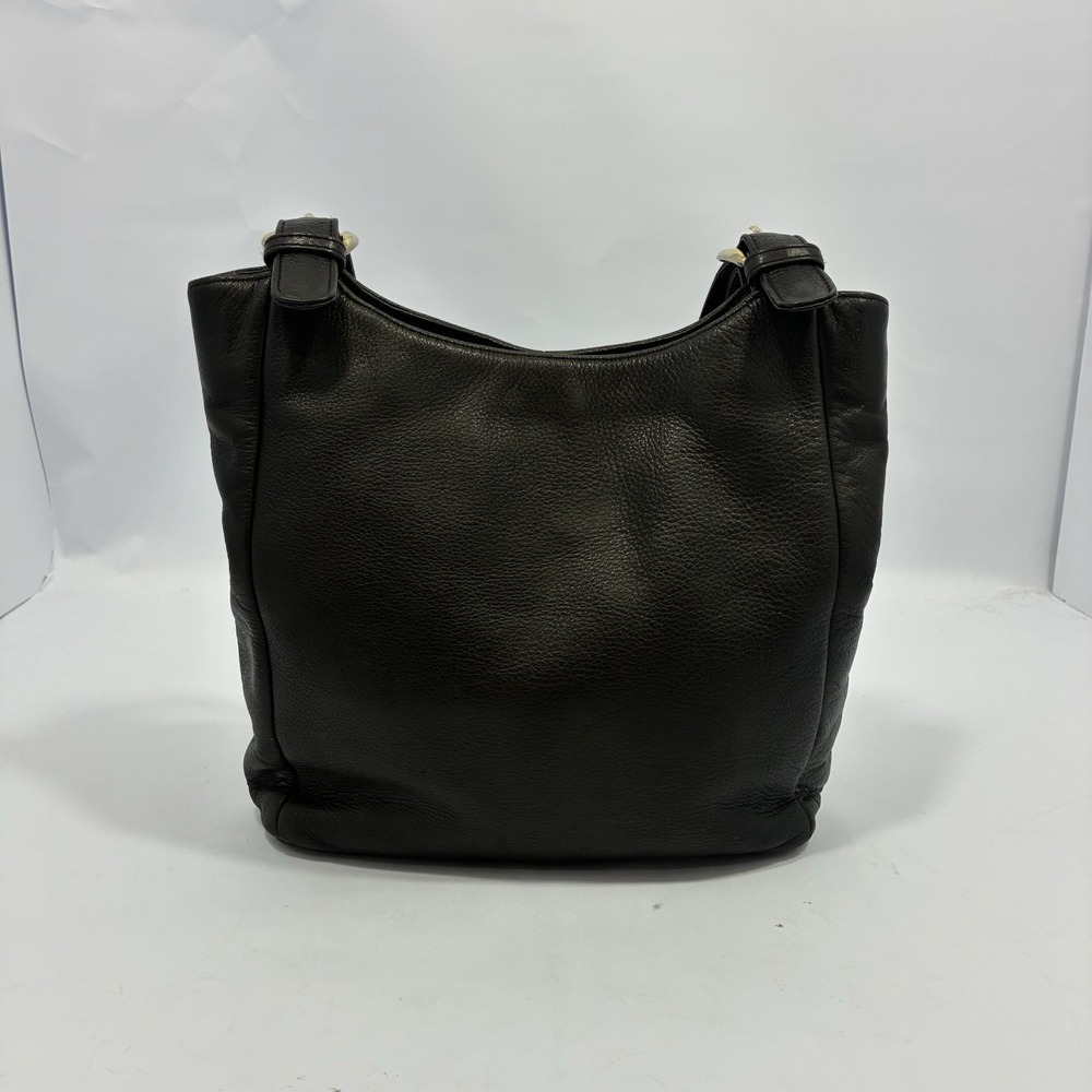 VTG A. Giannetti Genuine Leather Black Shoulder Tote Bag Gold Hardware Purse Y2K